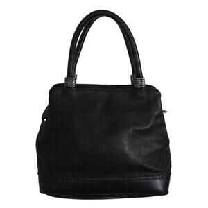 Fossil Leather Shoulder Bag Purse Handbag Black 3 Compartment Lined CLEAN
